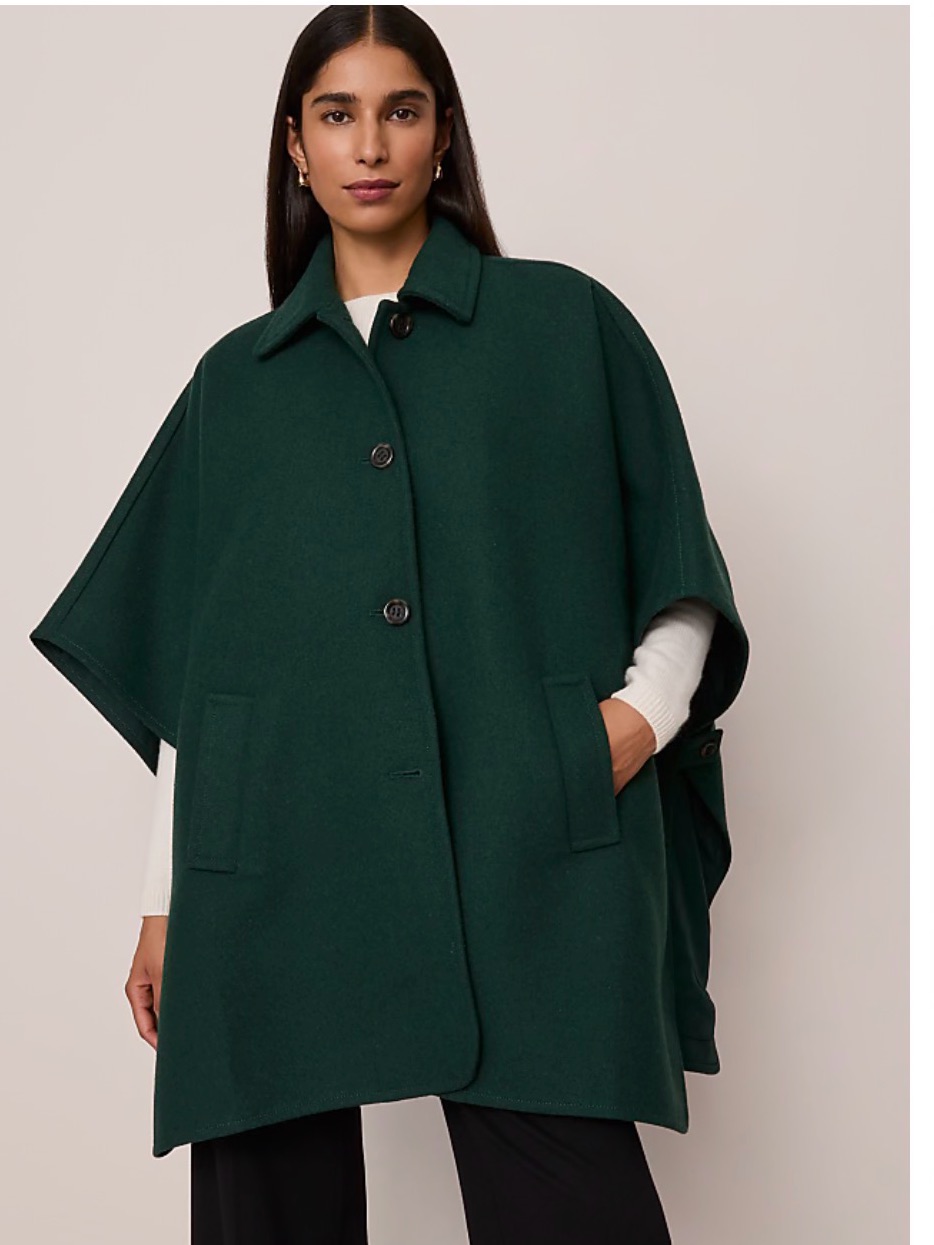 Ann Taylor Dark Green Wool Cape Coat Size Xxl